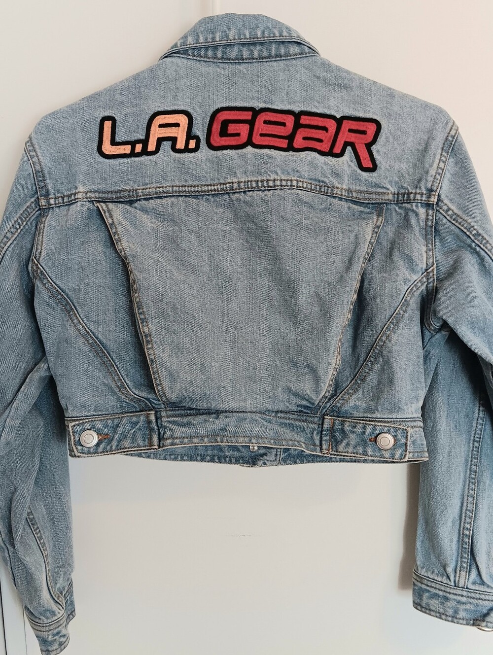 Vintage LA Gear Denim Crop Jacket Collab/ Forever 21 80’s 90’s Style Patches M